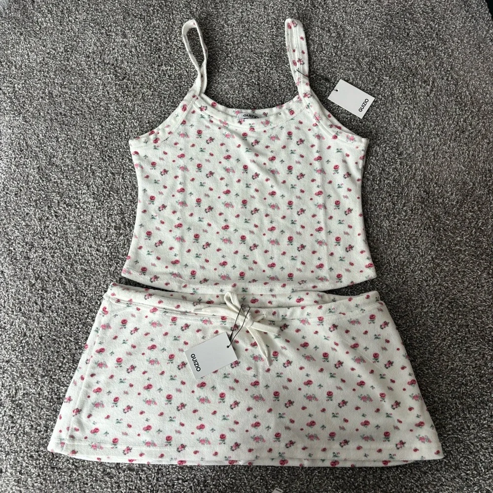 Guizio Terry Floral Matching Skort Set